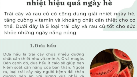 5 loại trái cây và rau quả giải nhiệt hiệu quả mùa hè