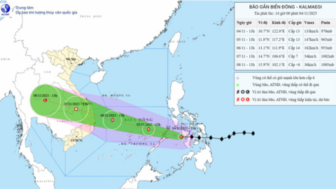 Bão Kalmaegi tiếp tục mạnh lên, di chuyển nhanh vào Biển Đông