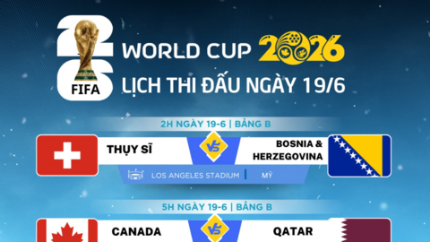 Lịch thi đấu World Cup 2026 ngày 19-6