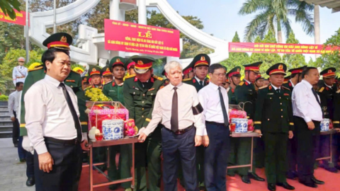 Trang nghiêm, xúc động Lễ truy điệu và an táng 93 hài cốt liệt sĩ tại Nghĩa trang Liệt sĩ Quốc gia Vị Xuyên