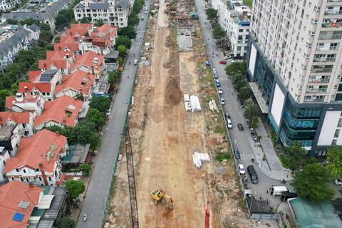 Đại công trường thi công nút giao hơn 2.300 tỷ đồng tại Đại lộ Thăng Long