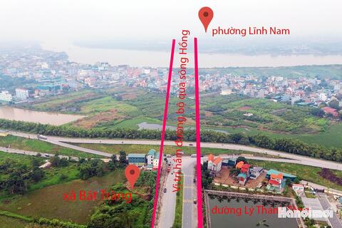 Toàn cảnh khu vực sẽ xây hầm đường bộ qua sông Hồng hơn 24.600 tỷ đồng