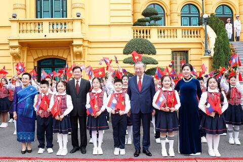 Tổng Bí thư Tô Lâm chủ trì Lễ đón Tổng Bí thư, Chủ tịch nước Lào Thongloun Sisoulith