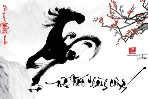 Độc đáo chân dung tuấn mã từ nét bút họa tự và thư pháp chữ Việt