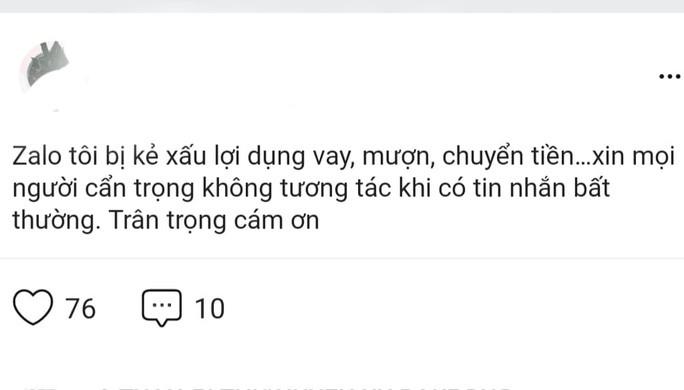 Một lãnh đạo UBND huyện ở Quảng Trị cảnh báo thủ đoạn giả mạo tài khoản zalo để lừa đảo.