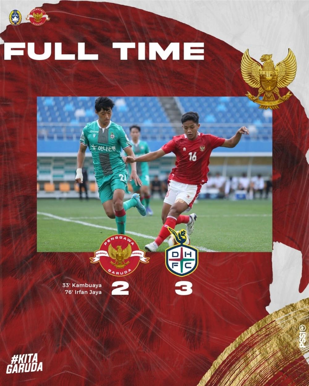 U23 Indonesia thua trận cuối cùng trước khi sang Việt Nam dự SEA Games 31 (Ảnh: PSSI).