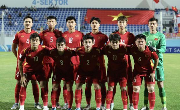 Đội hình U23 Việt Nam trong trận với U23 Saudi Arabia.