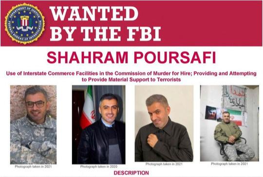 Thông báo truy nã đối tượng người Iran Shahram Poursafi của FBI. Ảnh: Reuters.