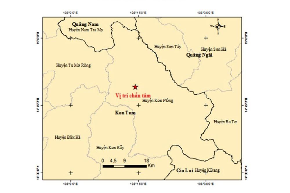 Huyện Kon Plông lại xảy ra động đất, trong 9 ngày liên tiếp