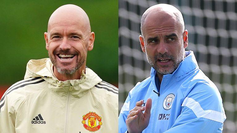 Trận derby Manchester chứng kiến màn so tài giữa hai HLV tài ba Pep Guardiola và Erik ten Hag. Ảnh: ĐM.