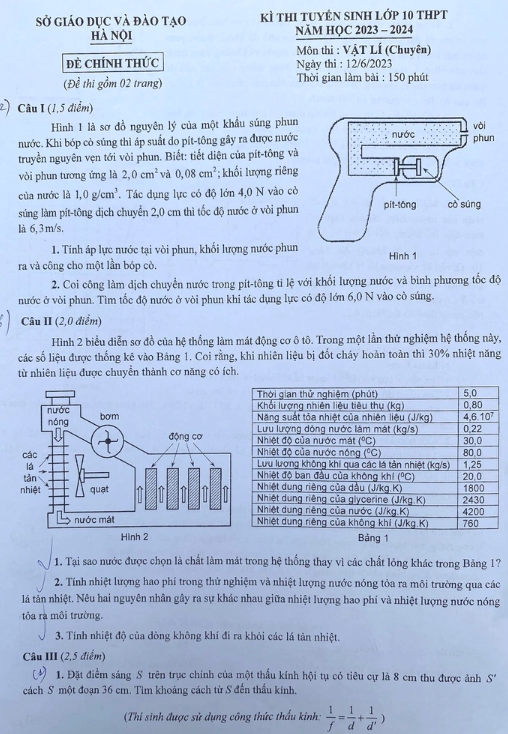 Đề thi vật lý lớp 10 chuyên tại Hà Nội lại sự cố... in nhầm - Ảnh 1.