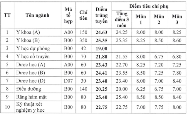 Điểm chuẩn đại học 2023: Tổng hợp điểm chuẩn tất cả các trường khối y dược hàng đầu cả nước - Ảnh 8.