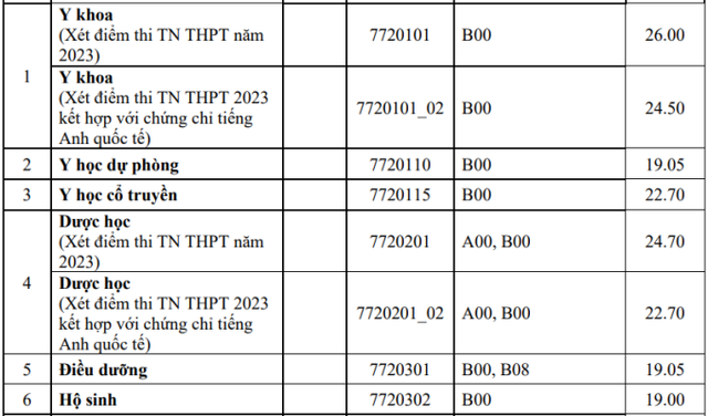 Điểm chuẩn đại học 2023: Tổng hợp điểm chuẩn tất cả các trường khối y dược hàng đầu cả nước - Ảnh 9.