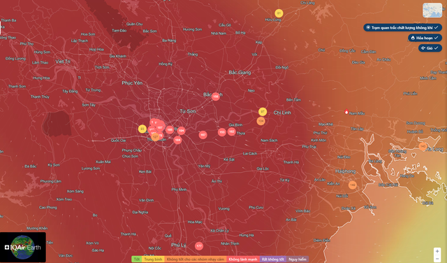 Chất lượng không khí Hà Nội ô nhiễm rất nghiêm trọng, AQI vượt mức quy định và gây hại cho sức khỏe - Ảnh 1.