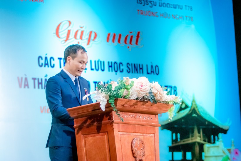 TS. Lê Phú Thắng, Bí thư Đảng ủy, Hiệu trưởng trường Hữu nghị T78 phát biểu.