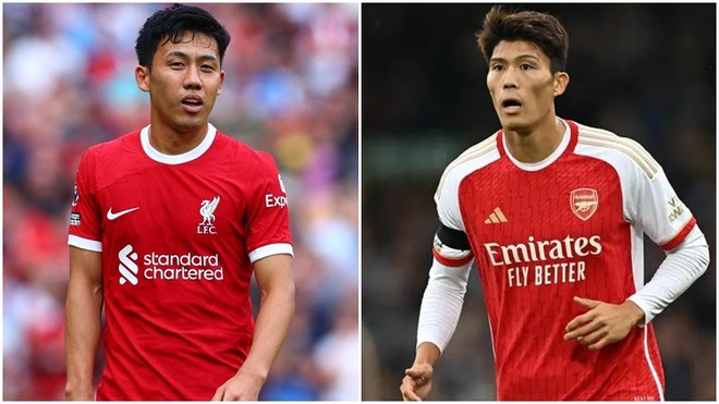 Takehiro Tomiyasu (Arsenal) và Wataru Endo của Liverpool (trái) là hai trong số những ngôi sao Nhật Bản nổi bật nhất