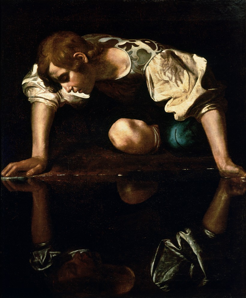 Narcissus, bức tranh được xem như lời tiên tri cho cuộc đời 'tự mình hại mình' của Caravaggio. Ảnh: Thecollector.com