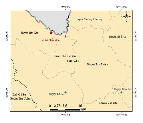 Lào Cai: Xảy ra động đất có độ lớn 2,6 độ richter