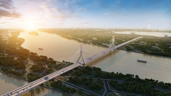 Phối cảnh kiến trúc cầu Tứ Liên sau khi hoàn thành