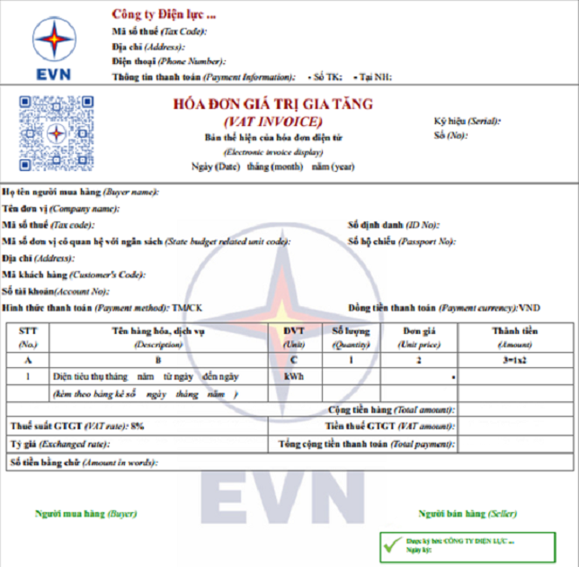Mẫu hóa đơn tiền điện mới, áp dụng từ tháng 6-2025