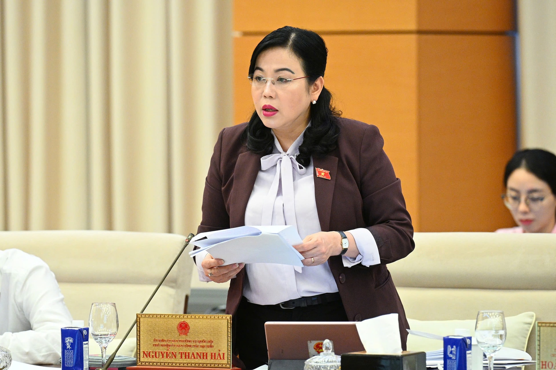 Chủ nhiệm Ủy ban Công tác đại biểu của Quốc hội Nguyễn Thanh Hải trình bày tờ trình dự thảo Nghị quyết. Ảnh: media.quochoi.vn