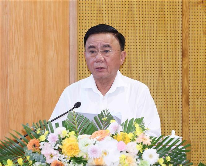 Đồng chí Trần Cẩm Tú, Uỷ viên Bộ Chính trị, Thường trực Ban Bí thư, Trưởng Ban Chỉ đạo 35 Trung ương phát biểu chỉ đạo. Ảnh: TTXVN