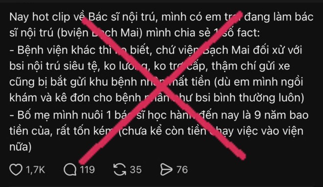 Nội dung sai sự thật chị H đăng tải trên mạng xã hội