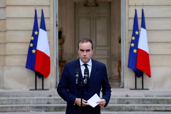 Thủ tướng Pháp Sebastien Lecornu phát biểu trong một sự kiện vào tháng 10-2025 tại Paris