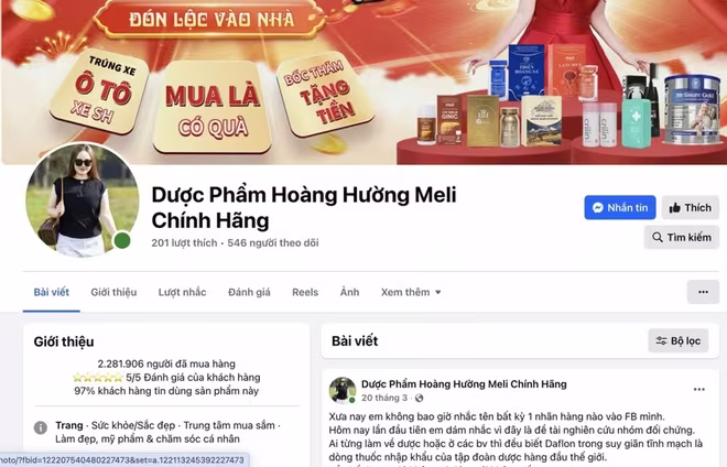 Giao diện trang bán hàng trên mạng xã hội được các đối tượng sử dụng để xây dựng hình ảnh, quảng cáo sai sự thật nhằm thu hút hàng triệu người mua