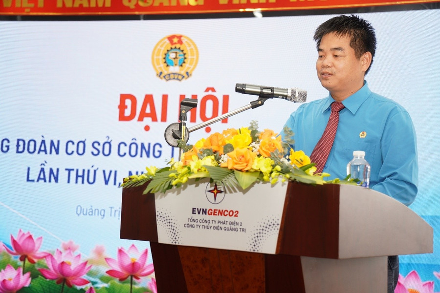 Ông Nguyễn Văn Ngộ - Phó Chủ tịch Công đoàn EVNGENCO2 phát biểu chỉ đạo tại Đại hội. cong-doan-thuy-dien-4.jpg