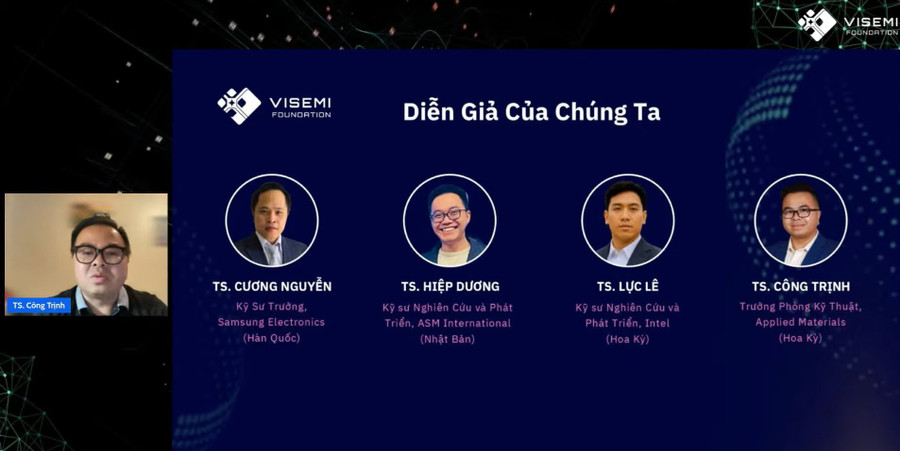 Các chuyên gia người Việt Nam làm việc các các doanh nghiệp bán dẫn ở nhiều nước trên thế giới chia sẻ tại hội thảo. hoi-thao-visemi.jpg