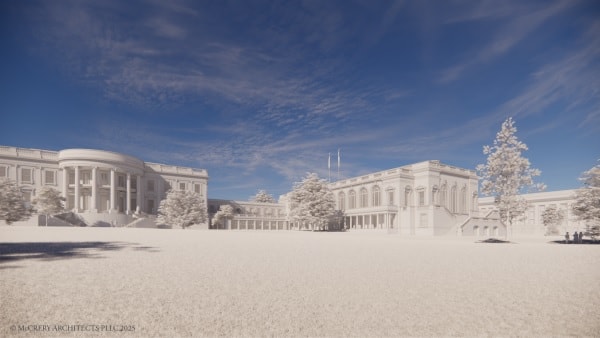 Bản vẽ bên ngoài khu vực phòng khiêu vũ ở Nhà Trắng. ảnh: Nhà Trắng