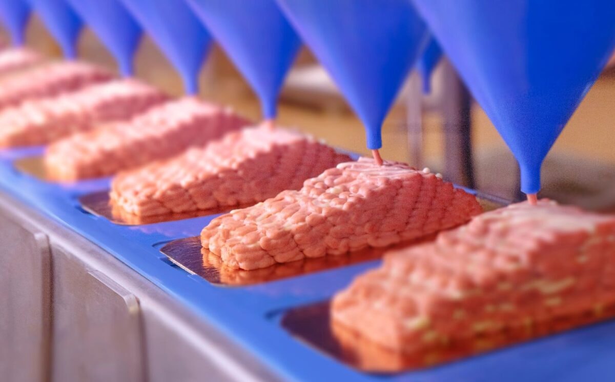 Ảnh chụp cho thấy sản phẩm phi lê cá hồi mycoprotein mới của Revo Foods, được sản xuất tại cơ sở in 3D quy mô lớn mới của công ty.