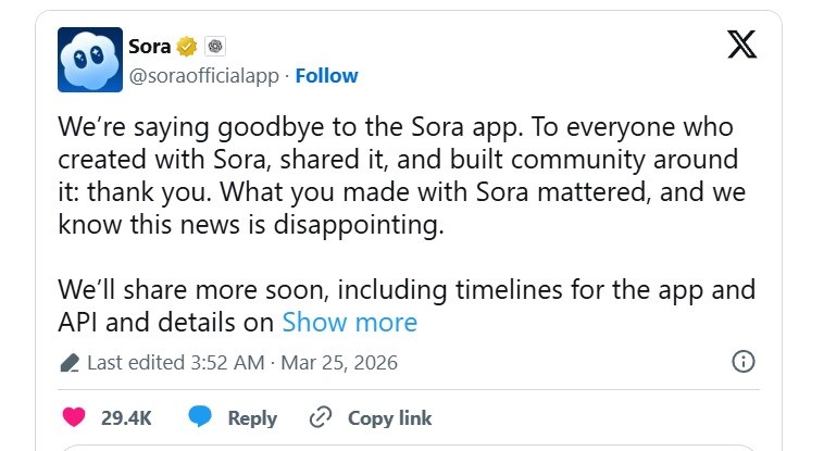 OpenAI bất ngờ khai tử Sora sau chưa đầy 6 tháng ra mắt - ảnh 2