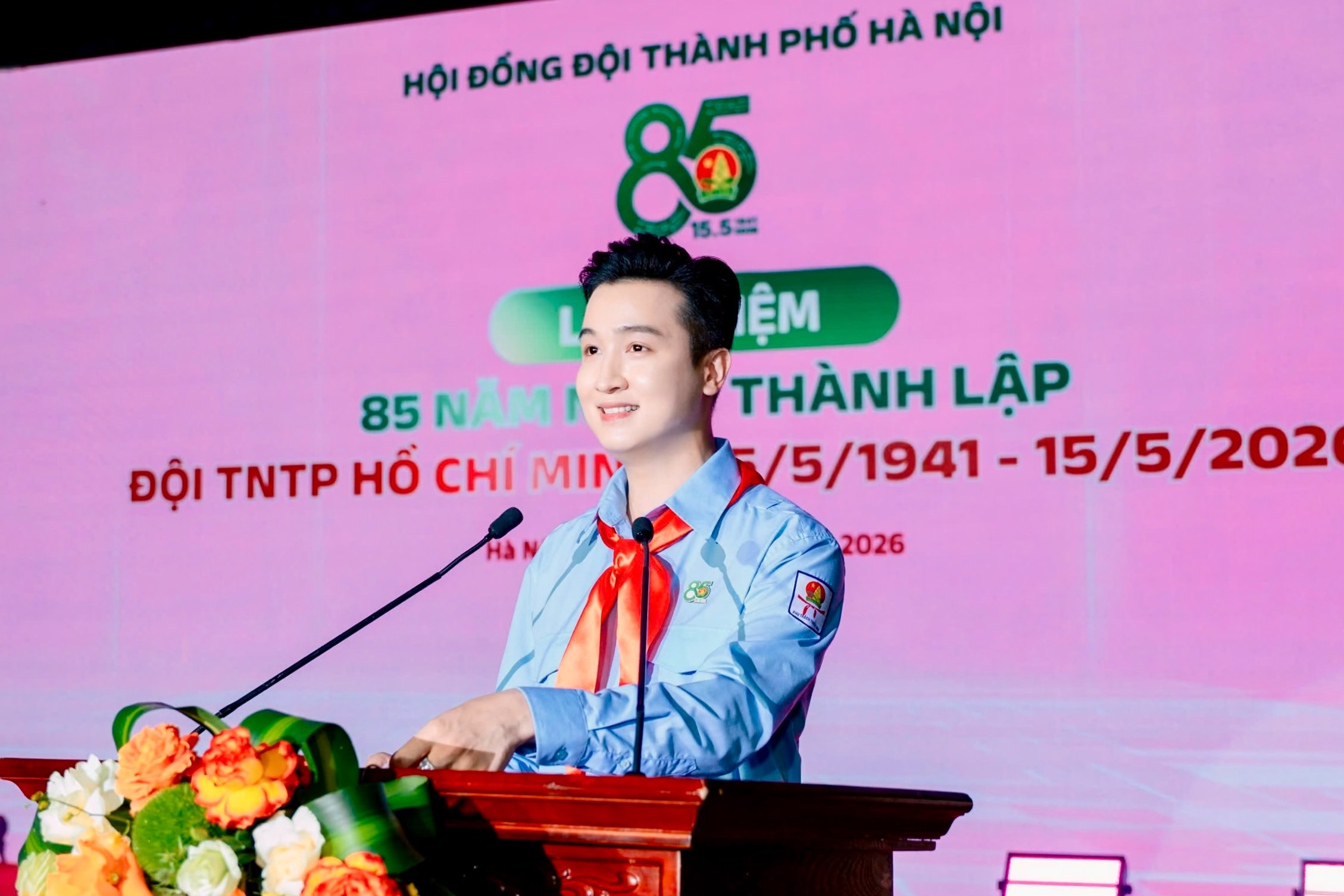 Phó Bí thư Thành đoàn, Chủ tịch Hội đồng Đội thành phố Hà Nội Đào Đức Việt phát biểu. Ảnh: PV