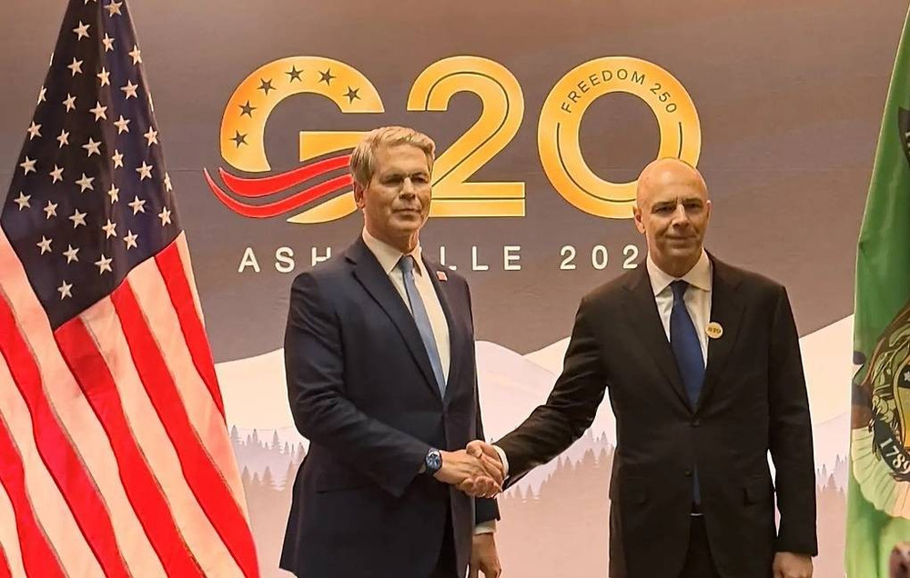 Bộ trưởng Tài chính Mỹ Scott Bessent và Bộ trưởng Tài chính Nga Anton Siluanov. Ảnh: Russian Finance Ministry Official Max Channel 1485205.jpg